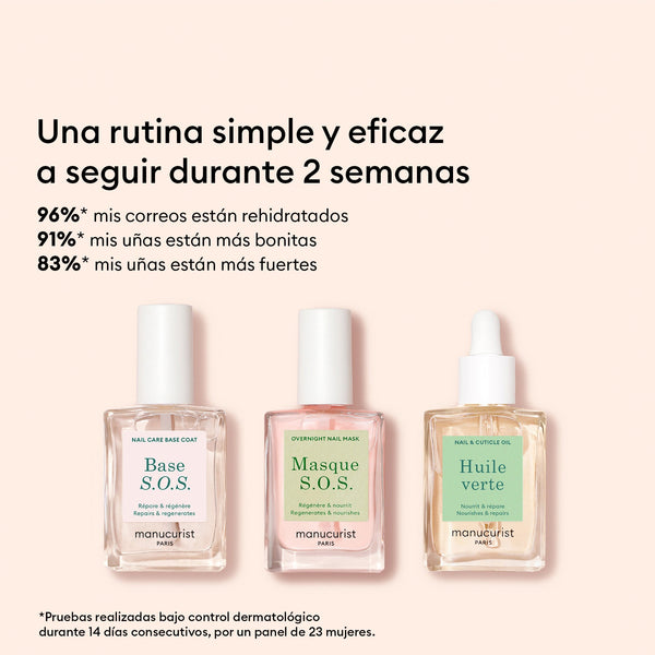Manucurist Rescue Kit, trio za oštećene nokte (Base S.O.S + S.O.S Mask + Huile Verte)