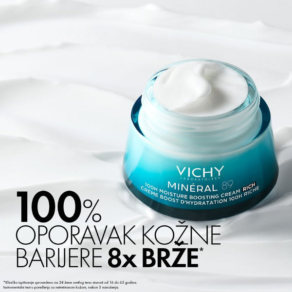 Vichy Mineral 89 Krema za intenzivnu hidrataciju tokom 100 sati, suva do vrlo suva koža, 50 ml