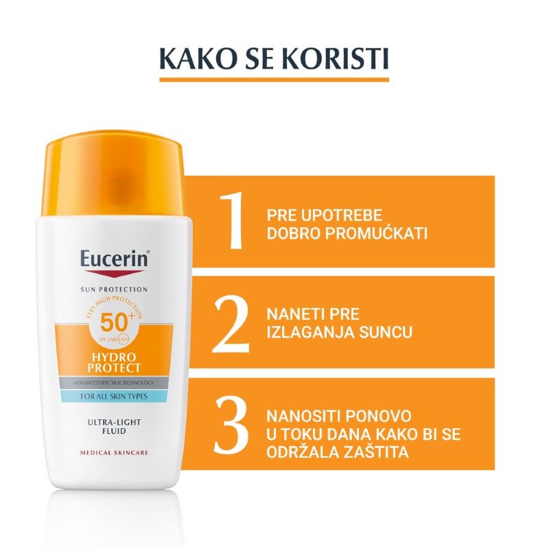 Eucerin hydro-protect ultralagani fluid za zaštitu lica od sunca spf 50+ 50ml