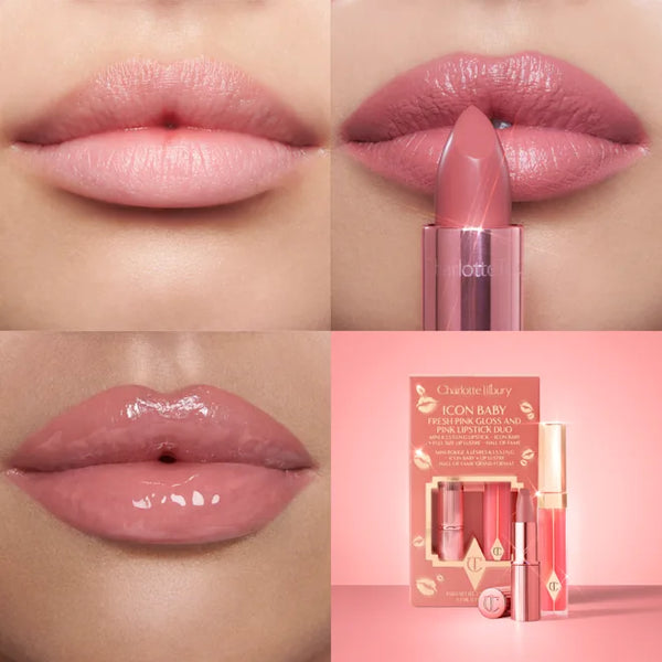 Charlotte Tilbury Icon Baby Fresh Pink Gloss and Pink Lipstick Duo